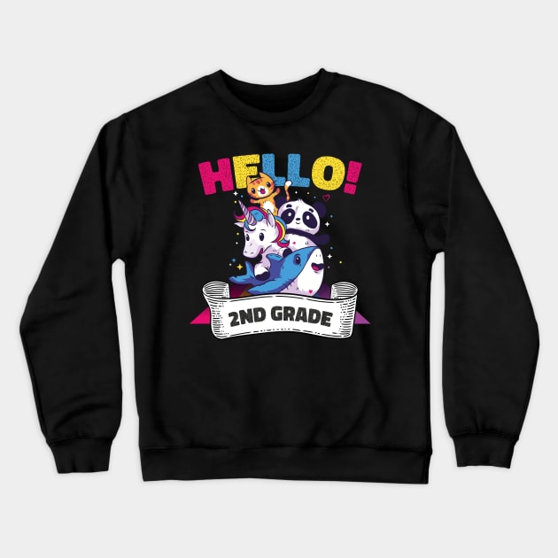 Hello Second 2nd Grade Teacher First Day Of School Crewneck Sweatshirt by artdise